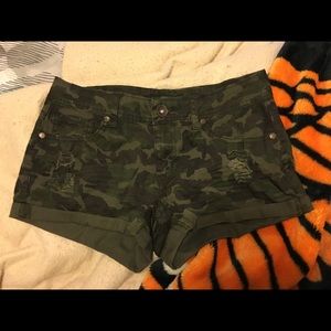 distressed Forever 21 Camo shorts